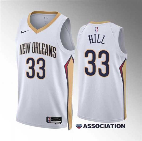 Men%27s New Orleans Pelicans #33 Malcolm Hill White Association Edition Stitched Basketball Jersey Dzhi